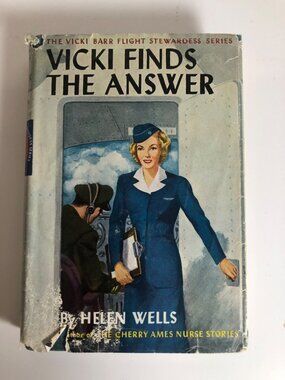Vicki Finds the Answer Hardcover Book Helen Wells Flight Stewardess Series 1947